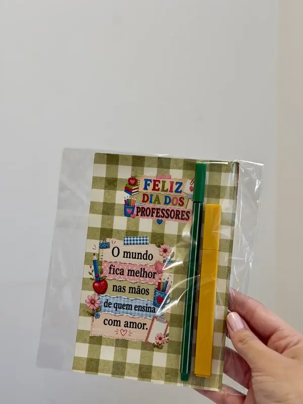 Card Mimo Professores + 1 Caneta FineLine + 1 Caneta Marca Texto